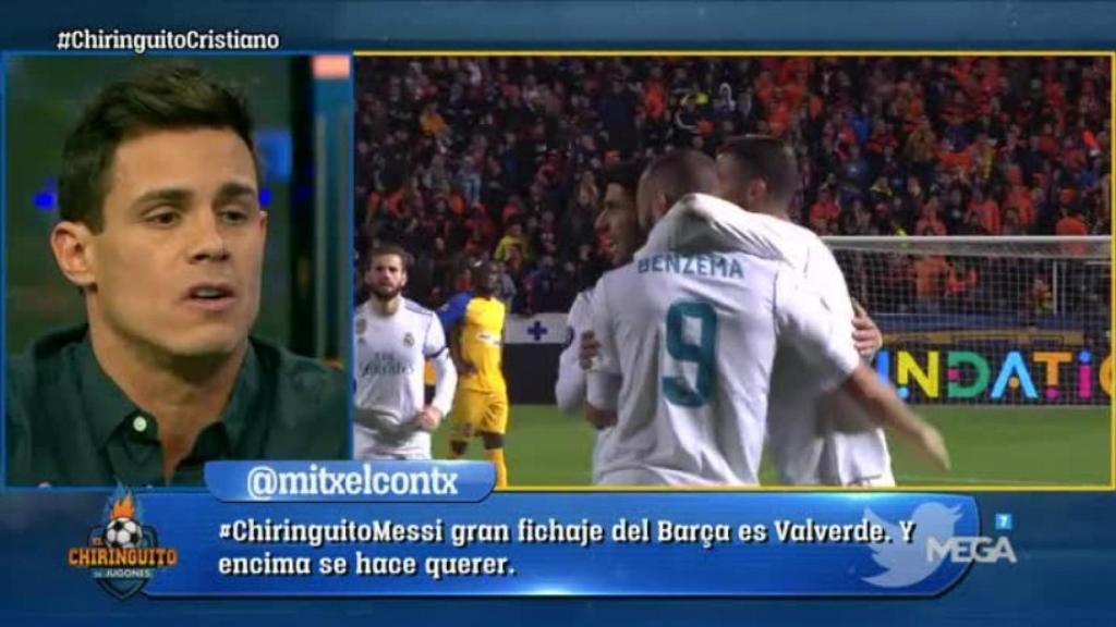 Edu Aguirre defiende a Cristiano Ronaldo en El Chiringuito. Foto: Twitter (@elchiringuitotv)