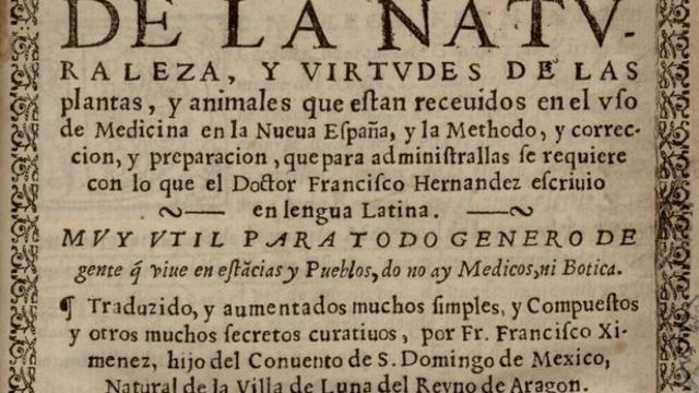 Una página de la obra de Francisco Hernández.