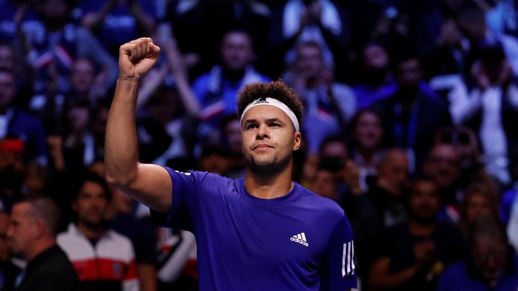 Tsonga, celebrando su victoria ante Darcis.