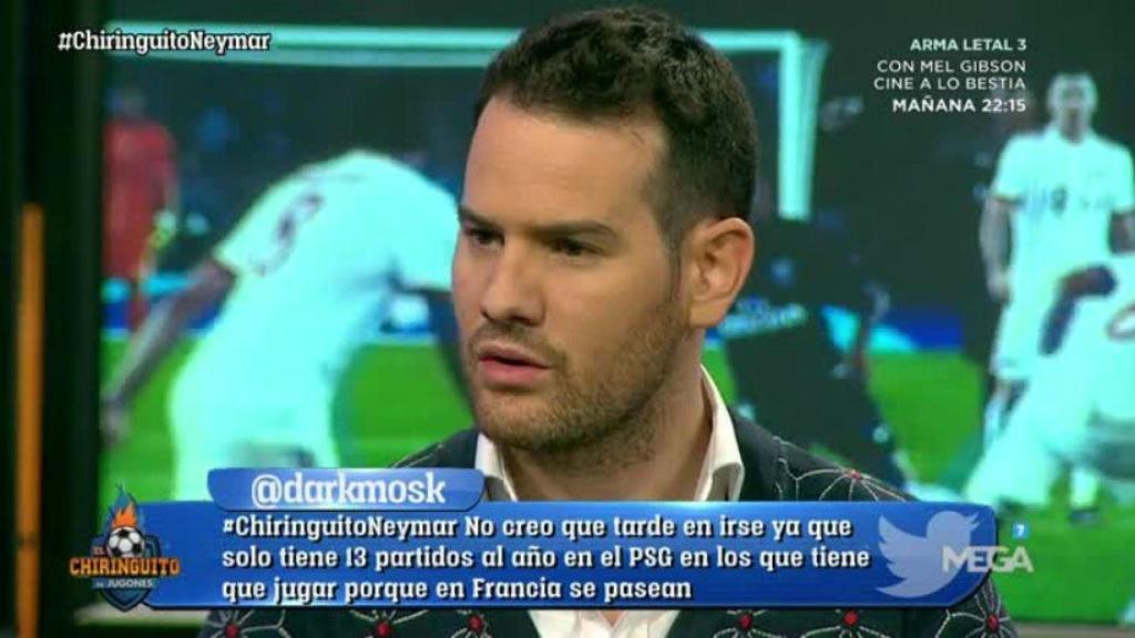 Quim Domènech, en El Chiringuito. Foto: Twitter (@elchiringuitotv)