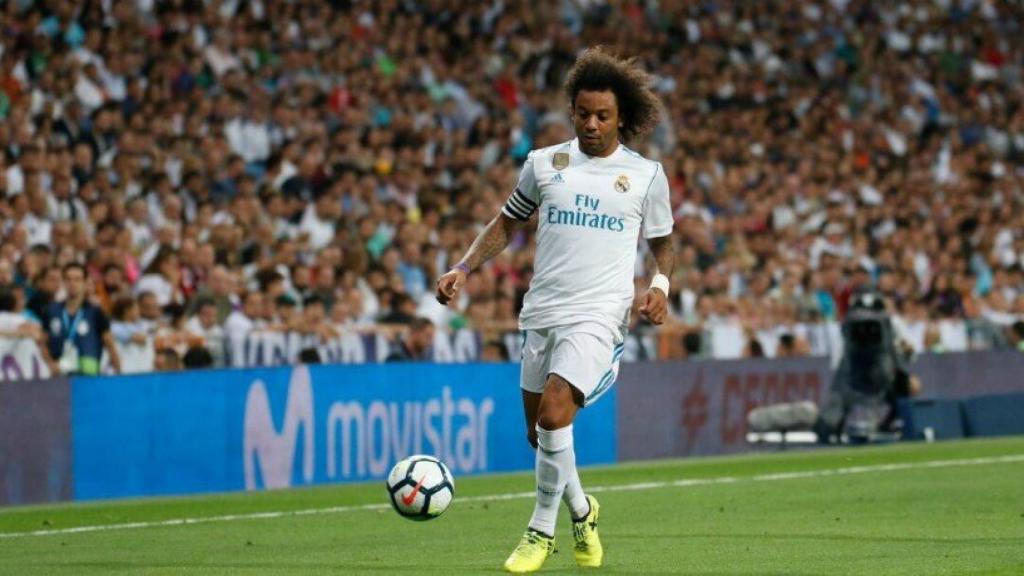 Marcelo, con el esférico. Foto: Pedro Rodríguez / El Bernabéu