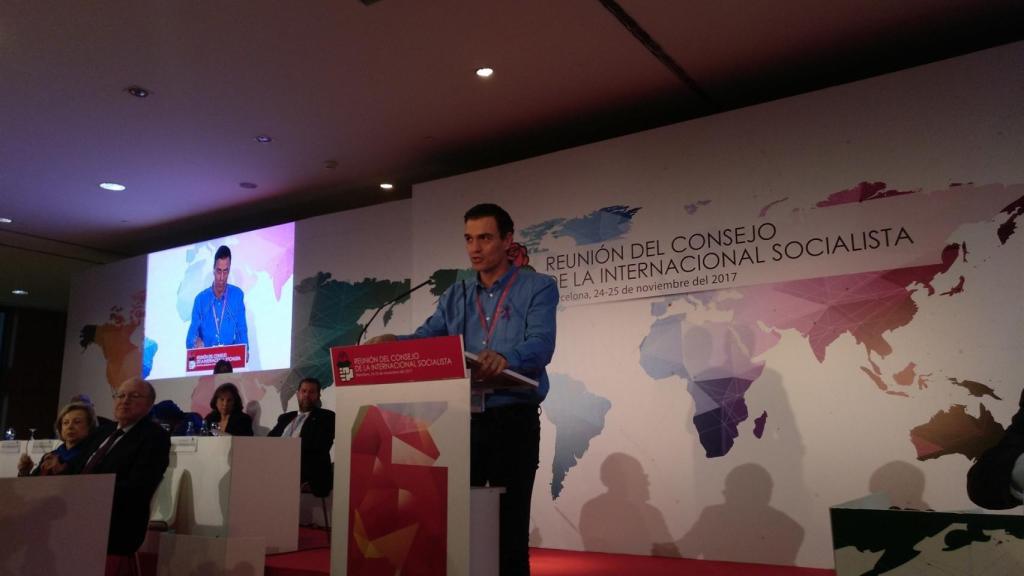 Pedro Sánchez en un acto en Barcelona