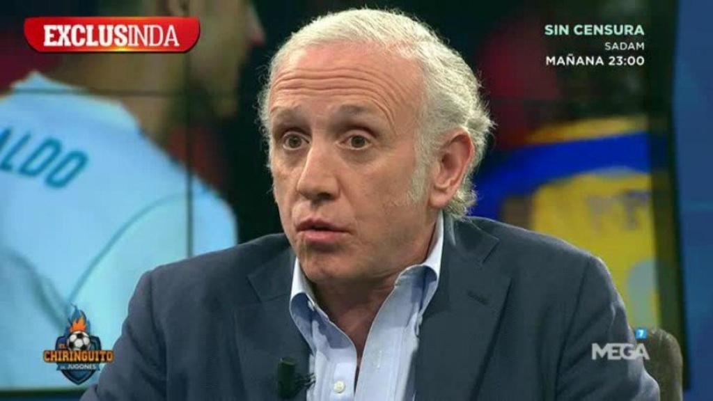 Inda, en El Chiringuito. Foto: Twitter (@elchiringuitotv)