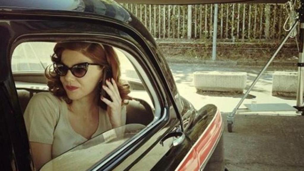 Manuela Velasco en el rodaje de una serie