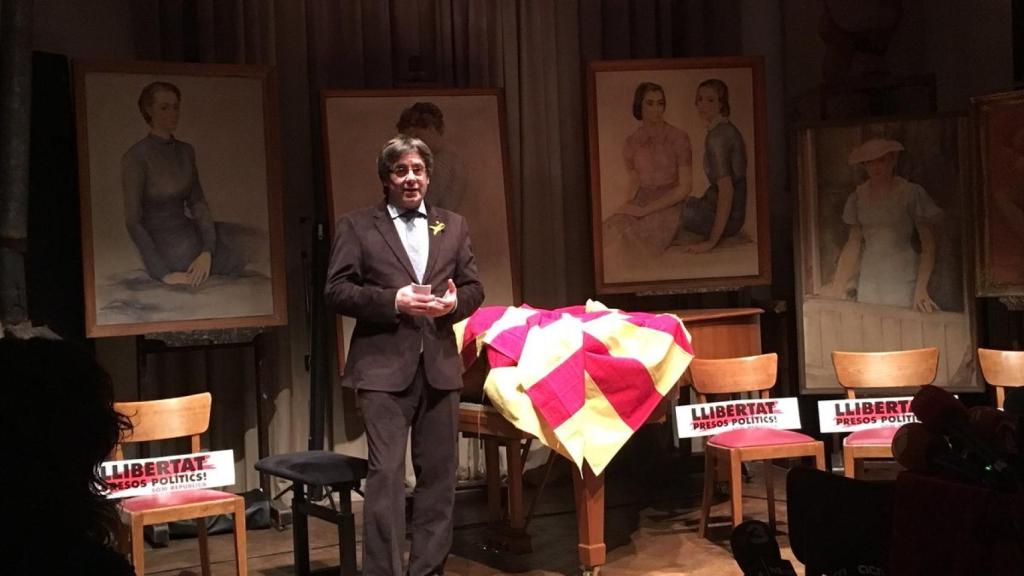 Carles Puigdemont, durante el acto celebrado este jueves en Bruselas.