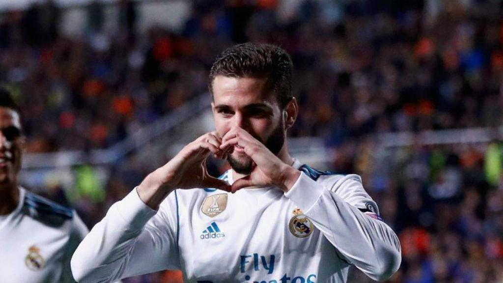 Nacho celebra su gol contra el APOEL