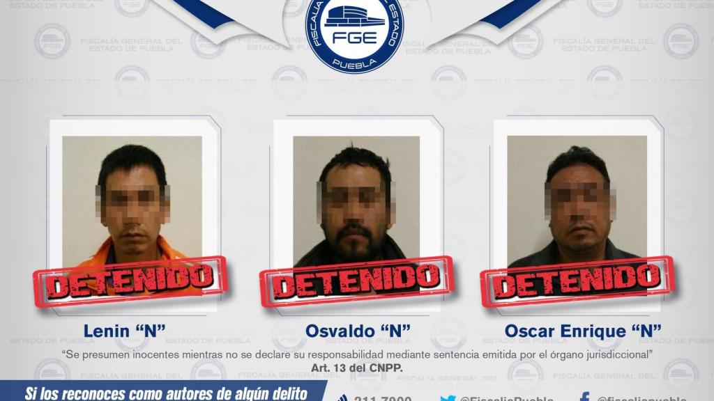 Ficha policial de los detenidos facilitada por la Fiscalía de Puebla.
