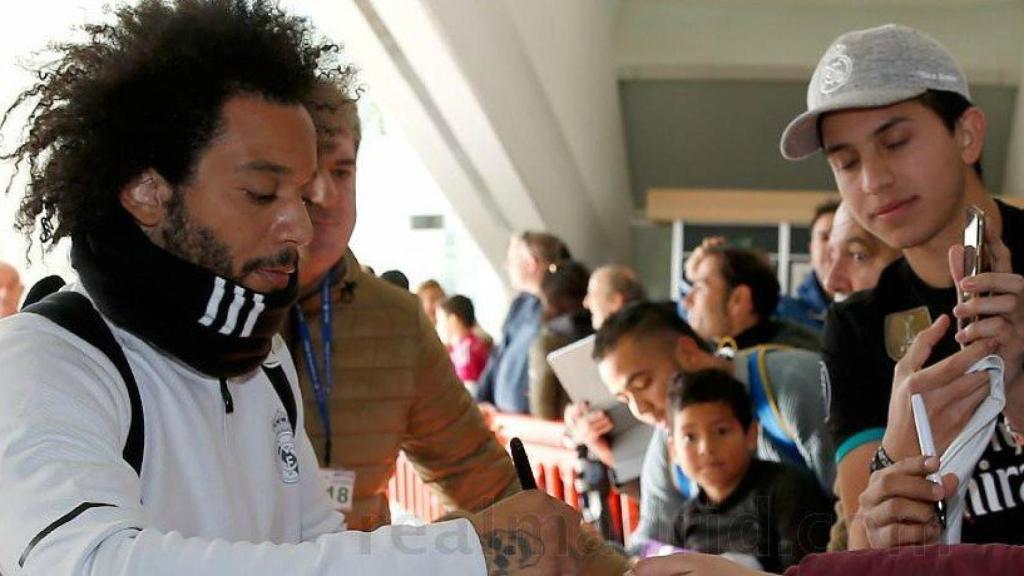 Marcelo, a la llegada del Real Madrid a Bilbao