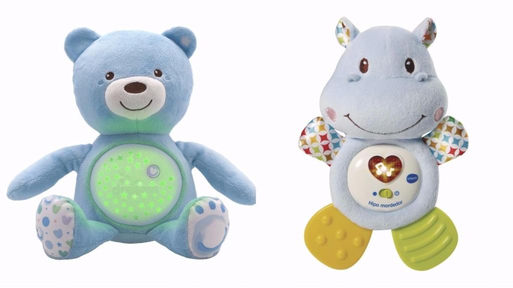 Protector ‘Baby Bear Azul’ e ‘Hipopótamo musical’, ambos muy suaves y blanditos para estimular los sentidos del bebé.)