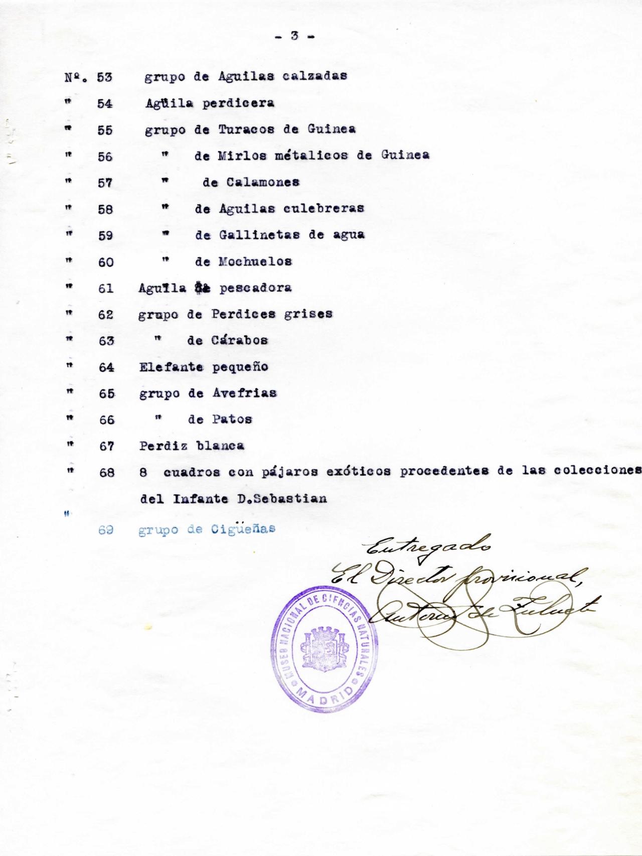 Documentación del Prado en la que aparece la entrega de un elefante pequeño.