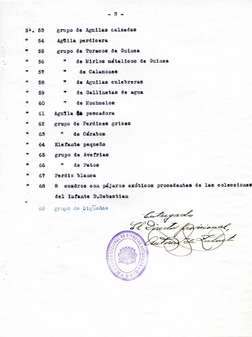 Documentación del Prado en la que aparece la entrega de un elefante pequeño.