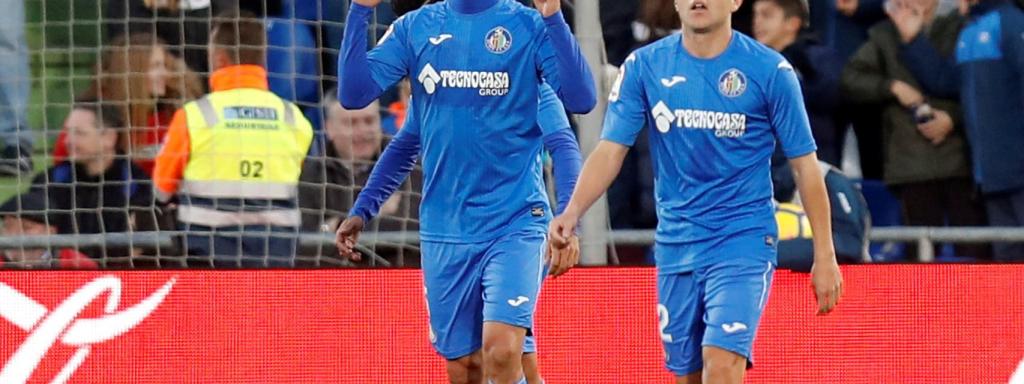 Los jugadores del Getafe en su último partido liguero.