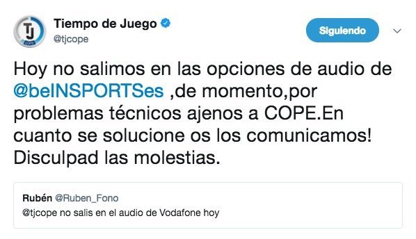 Tuit de Tiempo de Juego (COPE)