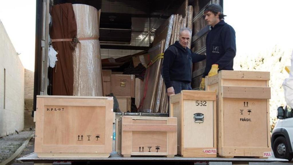 Carga del tesoro de Sijena en Lleida.