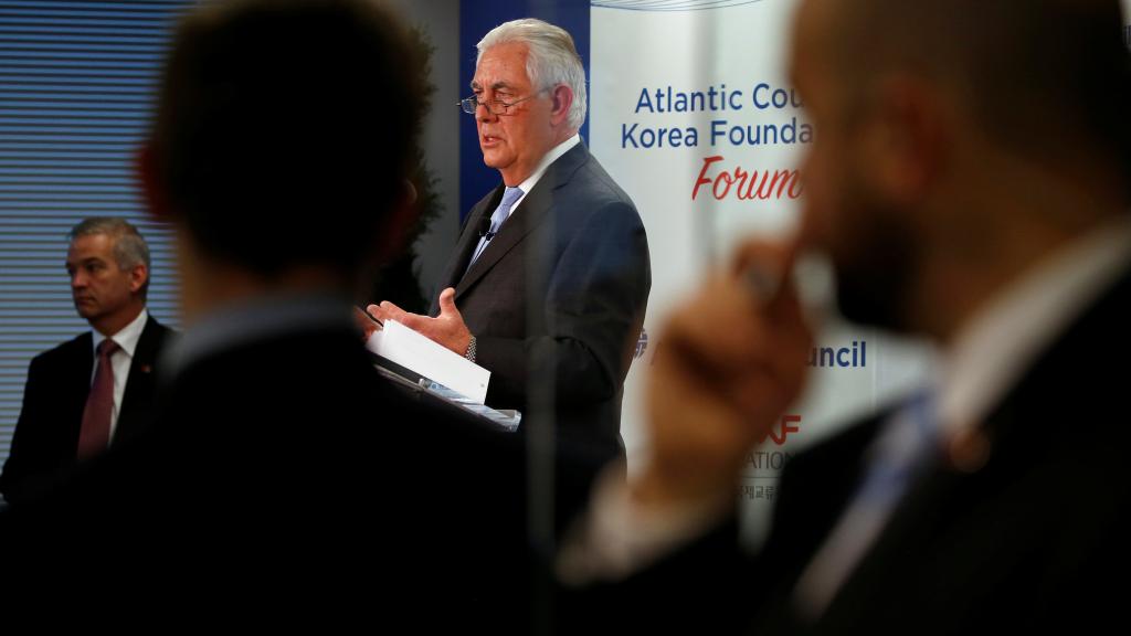 Tillerson, durante su parlamento.