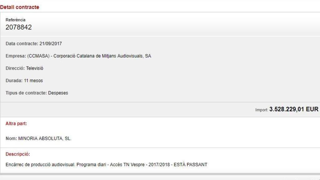El contrato de CCMA con la productora de Soler.