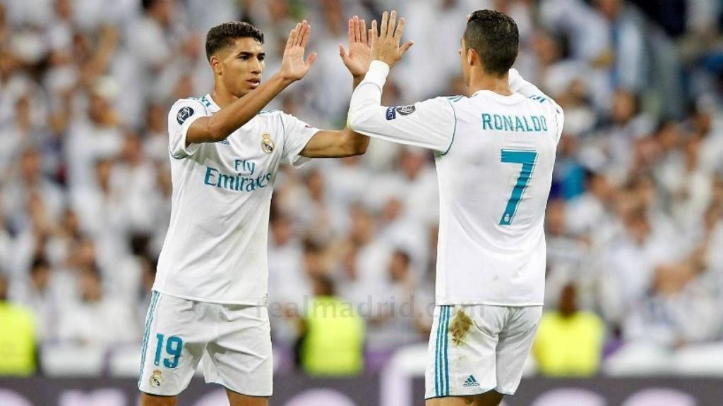 Cristiano y Achraf chocando