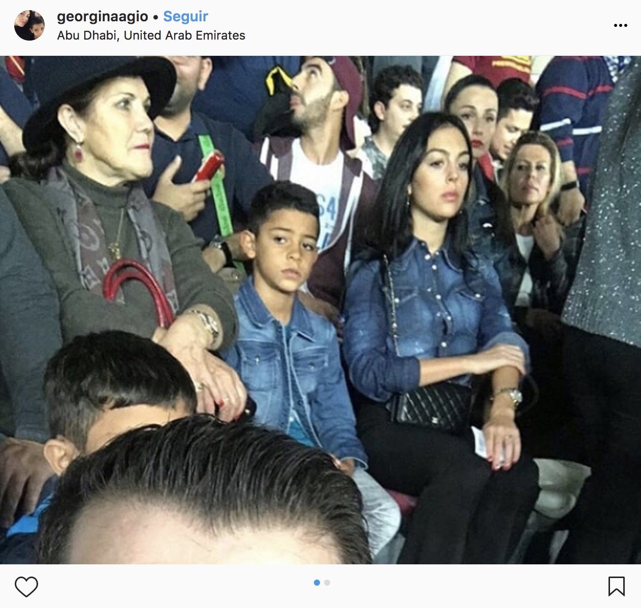 Georgina Rodríguez, en el Zayed Sports City Stadium de Abu Dhabi