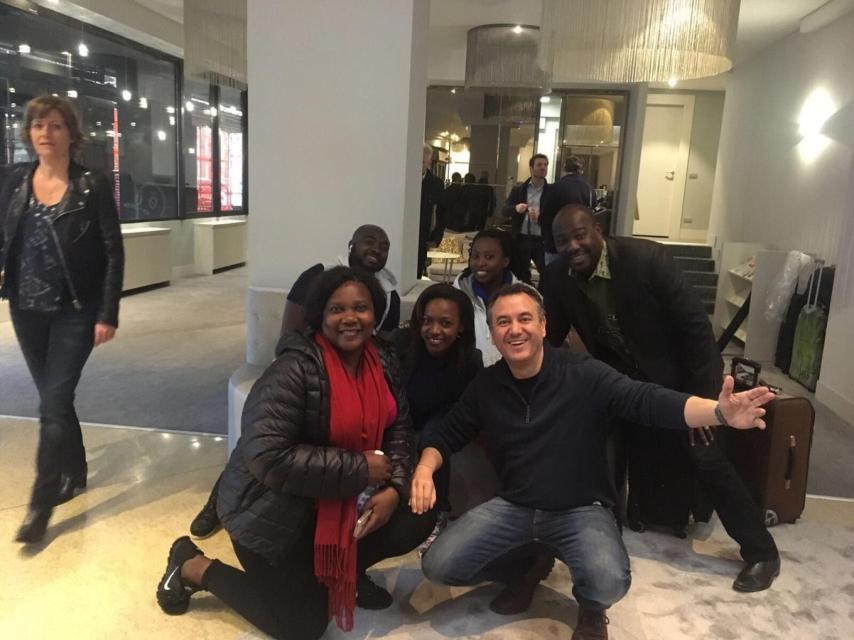 Brasero, durante una convención internacional de hombres y mujeres del tiempo.