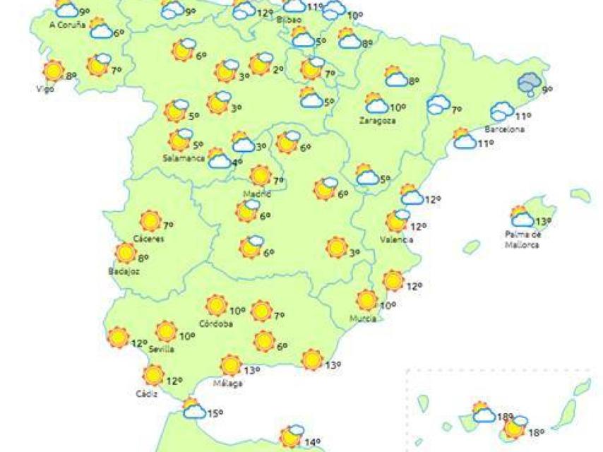 El tiempo para este lunes.