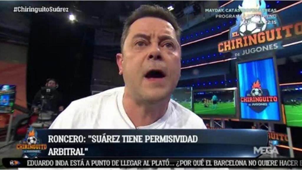 Roncero en El Chiringuito. Foto: Twitter (@elchiringuitotv)
