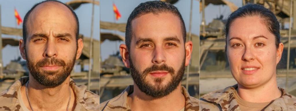 Los soldados Hidalgo, Azmani y Martínez.