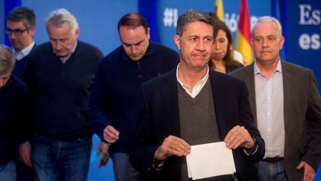 El candidato del PPC, Xavier García Albiol, comparece tras conocer los resultados.