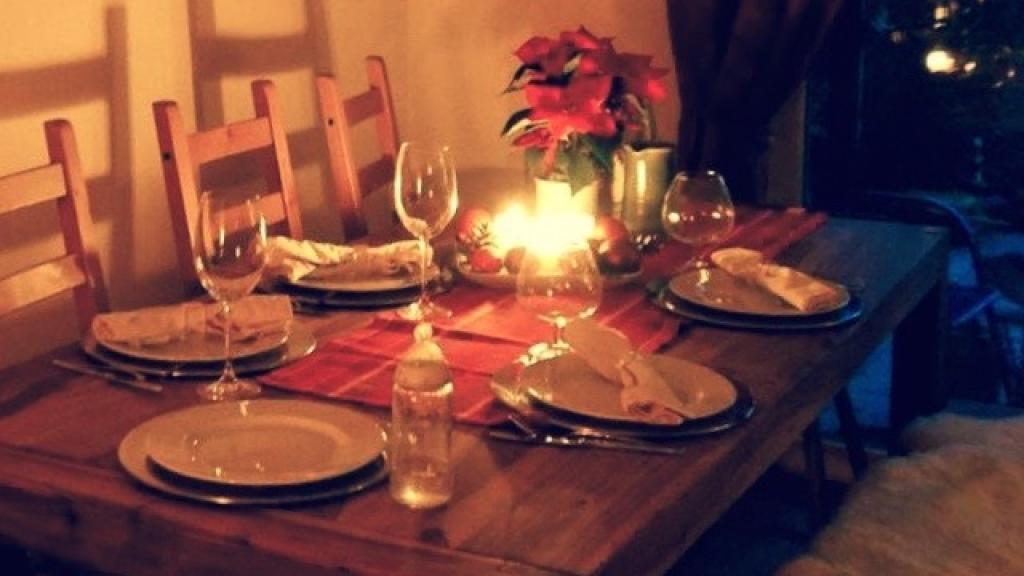 El salón decorado de Navidad de Stefanie.