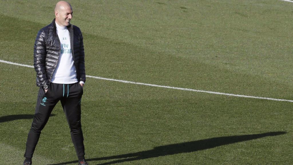 Zidane, en el entrenamiento de este viernes.