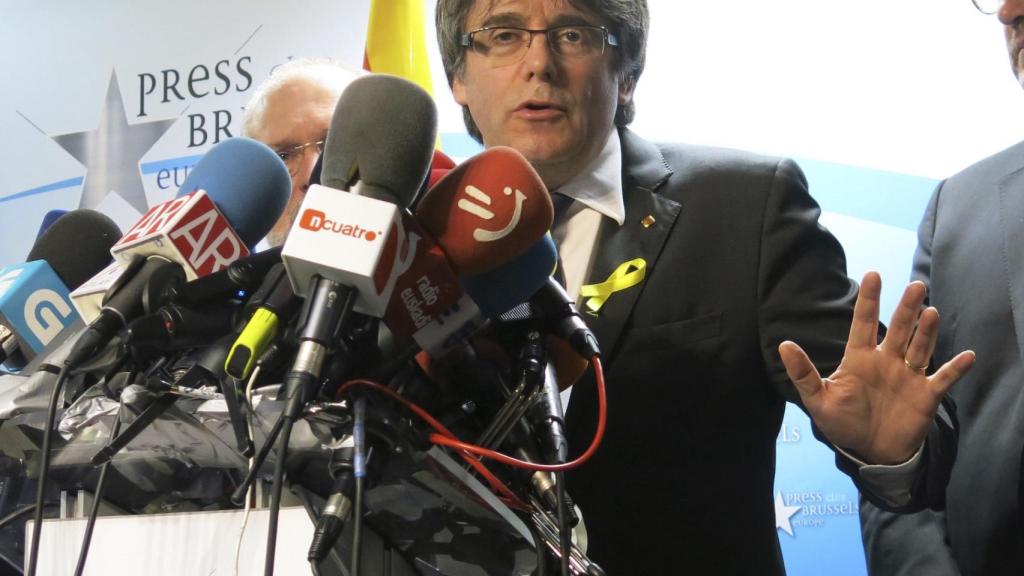 Puigdemont, en una rueda de prensa este viernes.