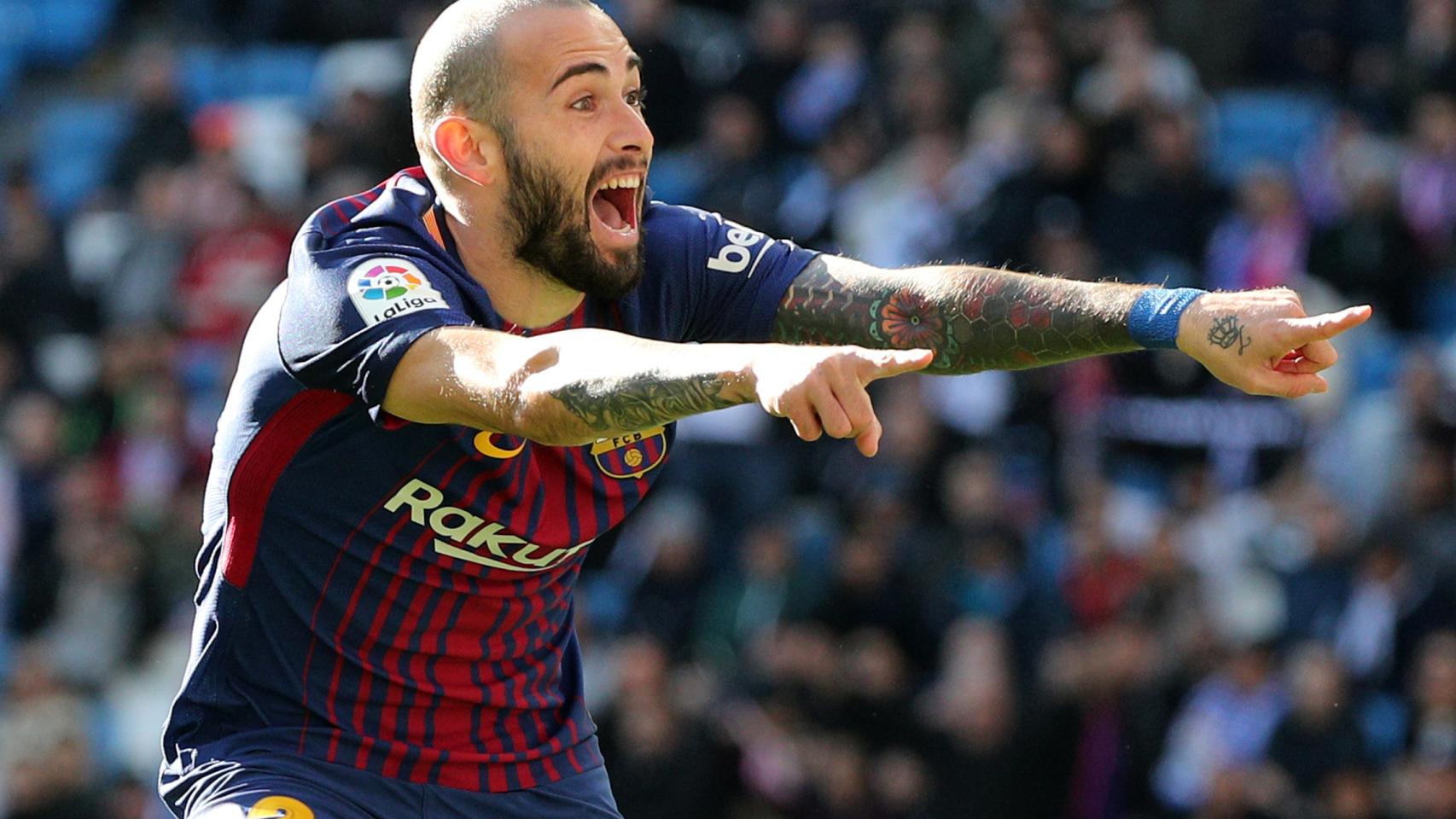 Aleix Vidal celebra el tercer gol.