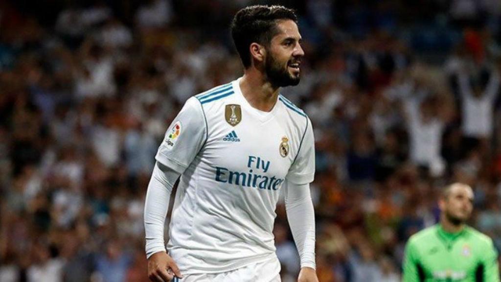 Isco marca el primer tanto del Madrid ante el Espanyol.