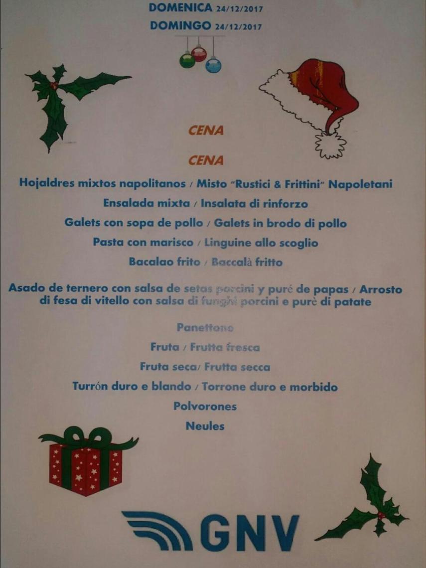 El menú de la noche del 24 de diciembre.