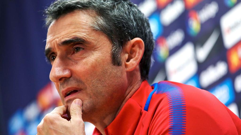 Ernesto Valverde en una rueda de prensa.