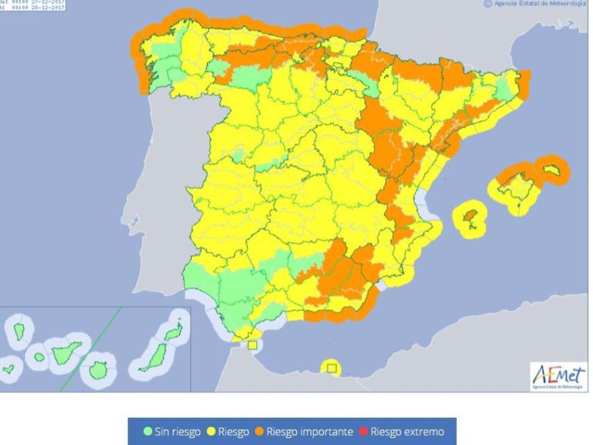 Previsión de alertas para este miércoles