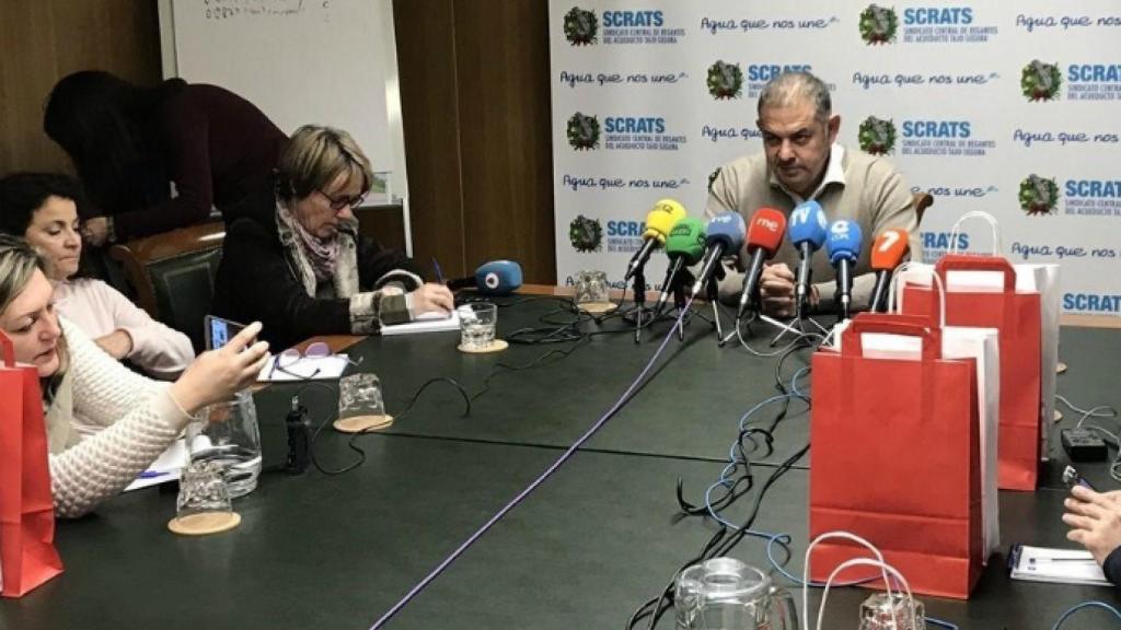 El presidente del Scrats, Lucas Jiménez, durante el desayuno informativo