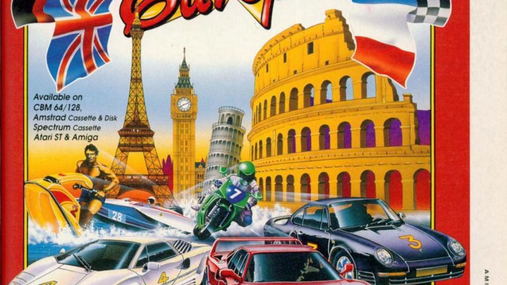 Carátula del Out Run Europe con su bandera franquista.