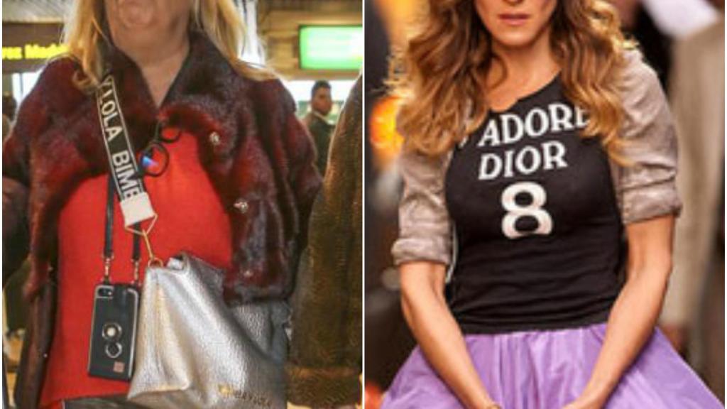 Carmen Borrego y el personaje Carrie Bradshaw.