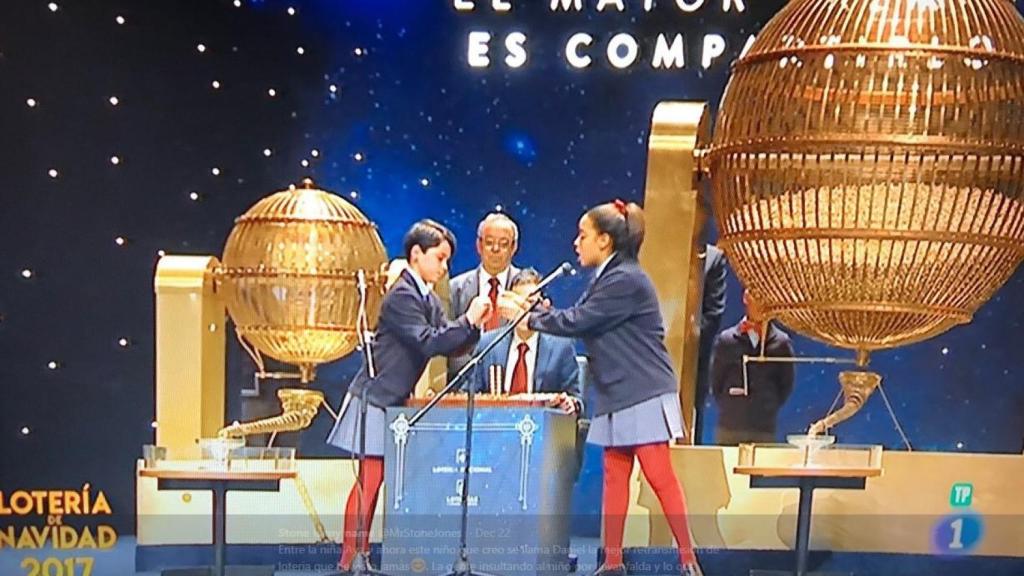 Imagen de la niña de San Ildefonso durante el sorteo.