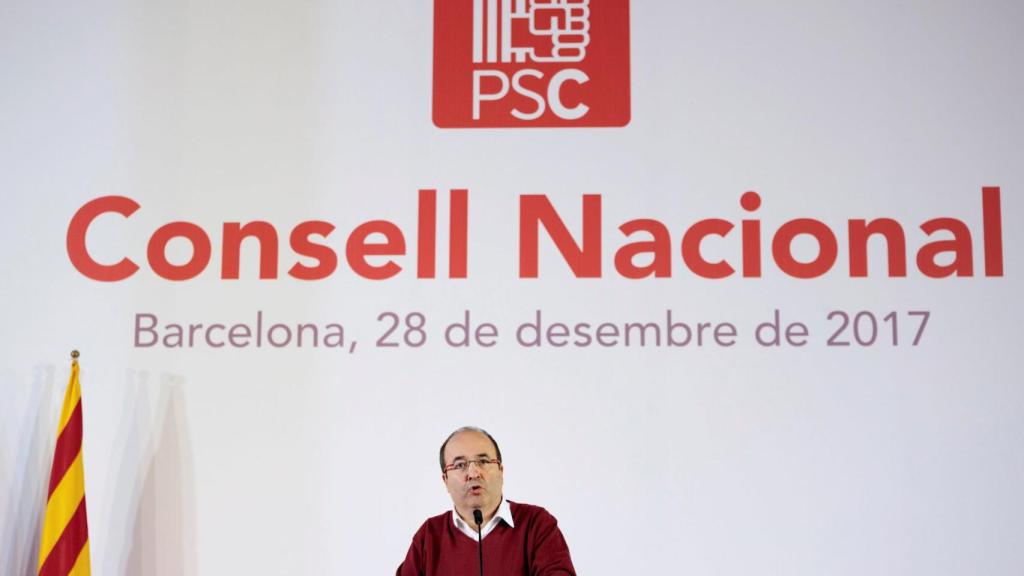 Iceta, este jueves en la sede del PSC.