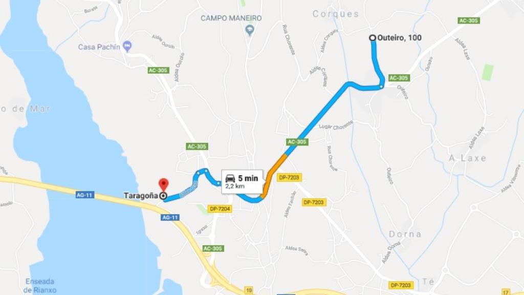 La distancia entre la casa de Chicle y el lugar donde desapareció la señal del móvil de Diana Quer.