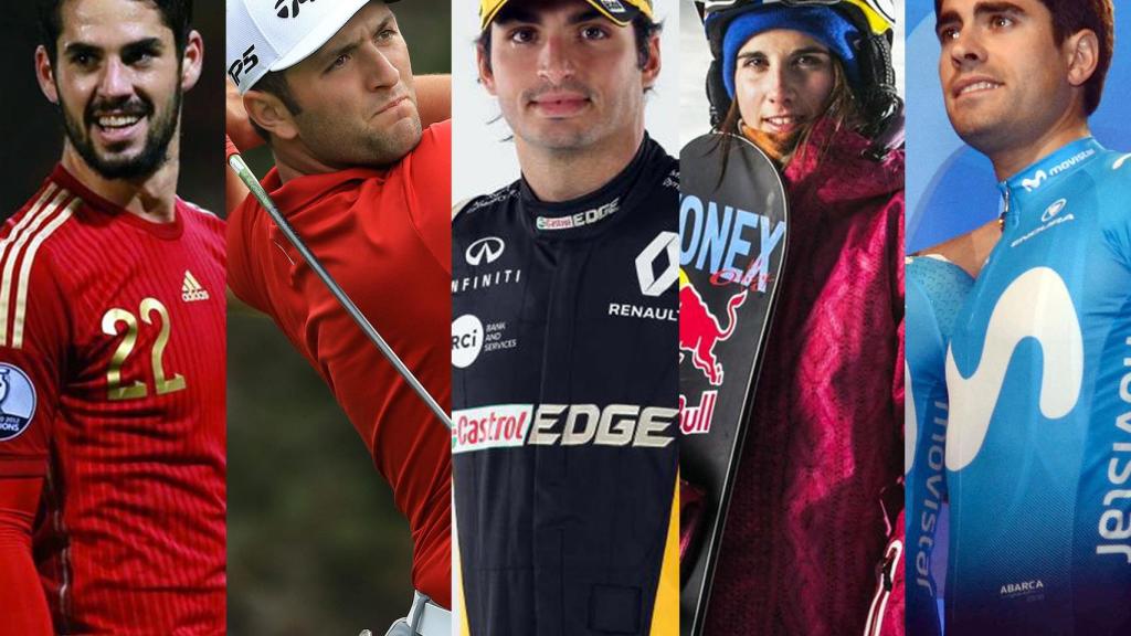 De izquierda a derecha:  Isco, Rahm, Sáinz, Castellet y Landa.