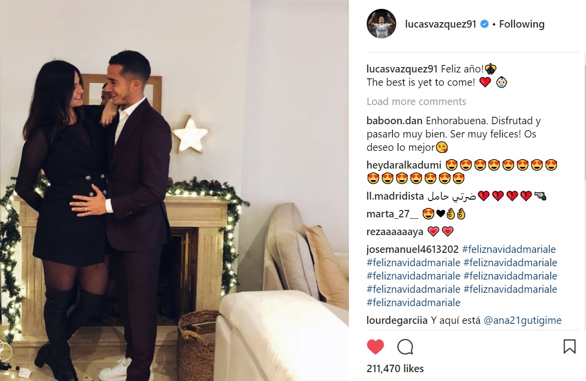 Lucas Vázquez confirma junto a su mujer que esperan un bebé