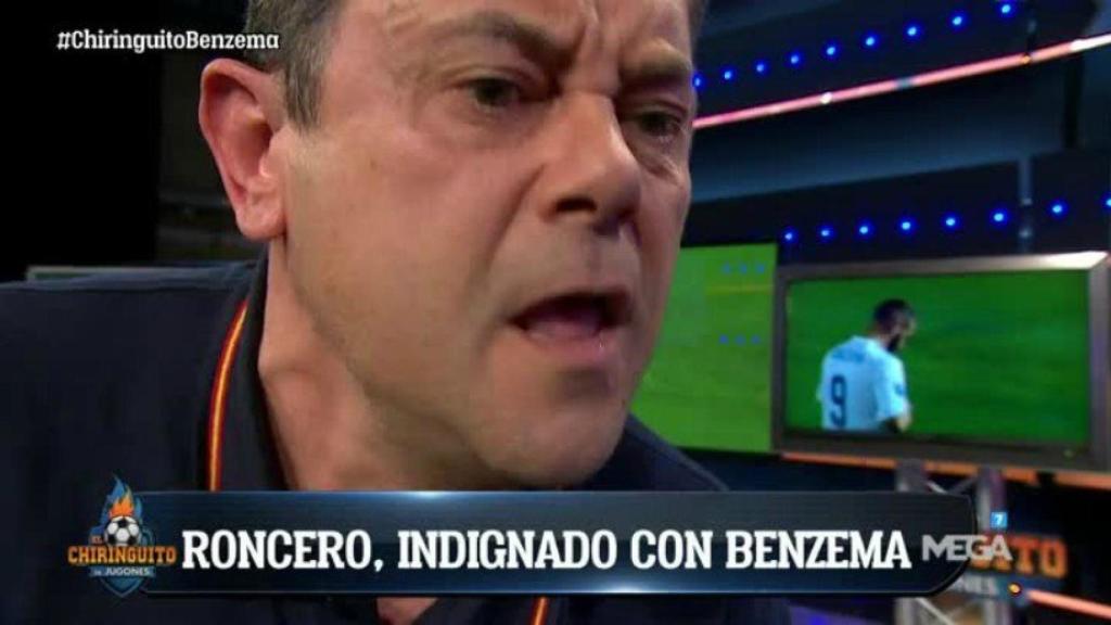 Roncero, en El Chiringuito. Foto: Twitter (@elchiringuitotv)