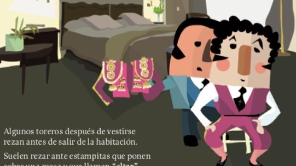 Representación de un torero vistiéndose en el hotel