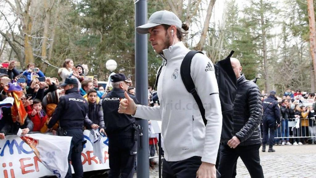 Bale en su llegada a Soria