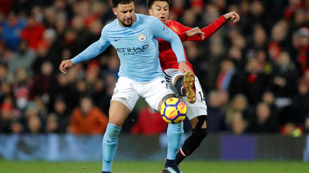 Kyle Walker, jugador del City, en el partido ante el United.