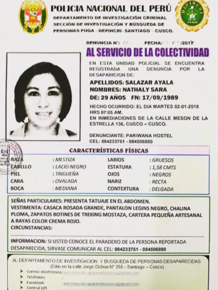 Denuncia de la desaparición