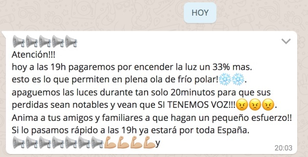 subida de la luz whatsapp bulo hoax