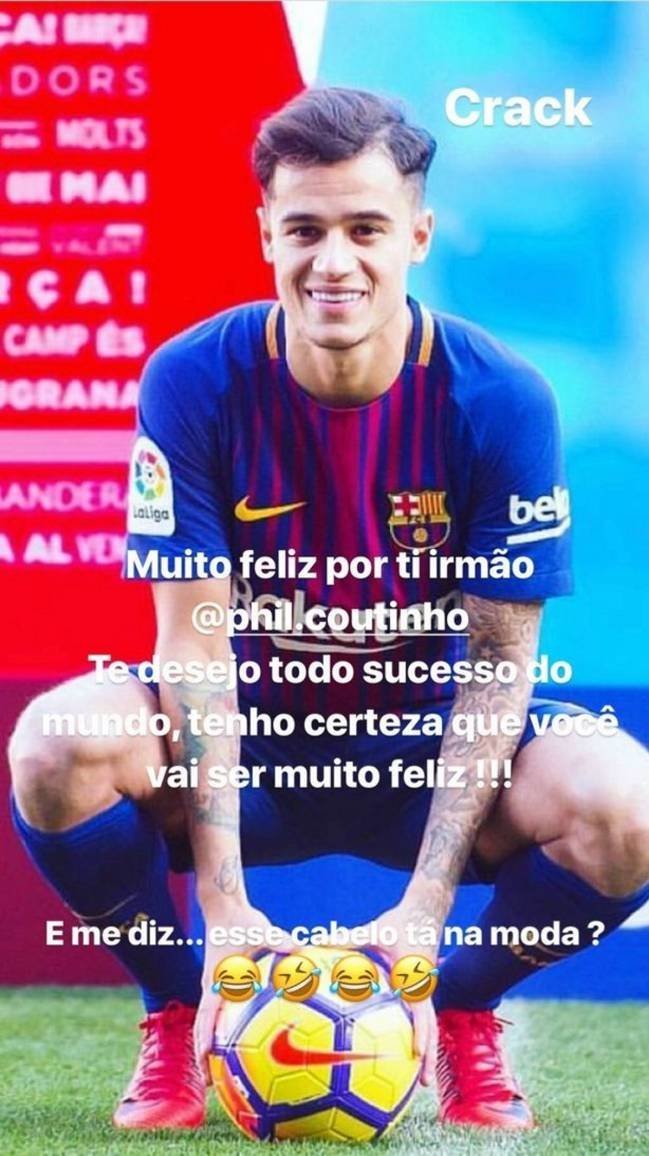 El vacile de Neymar a Coutinho en su presentación con el Barça
